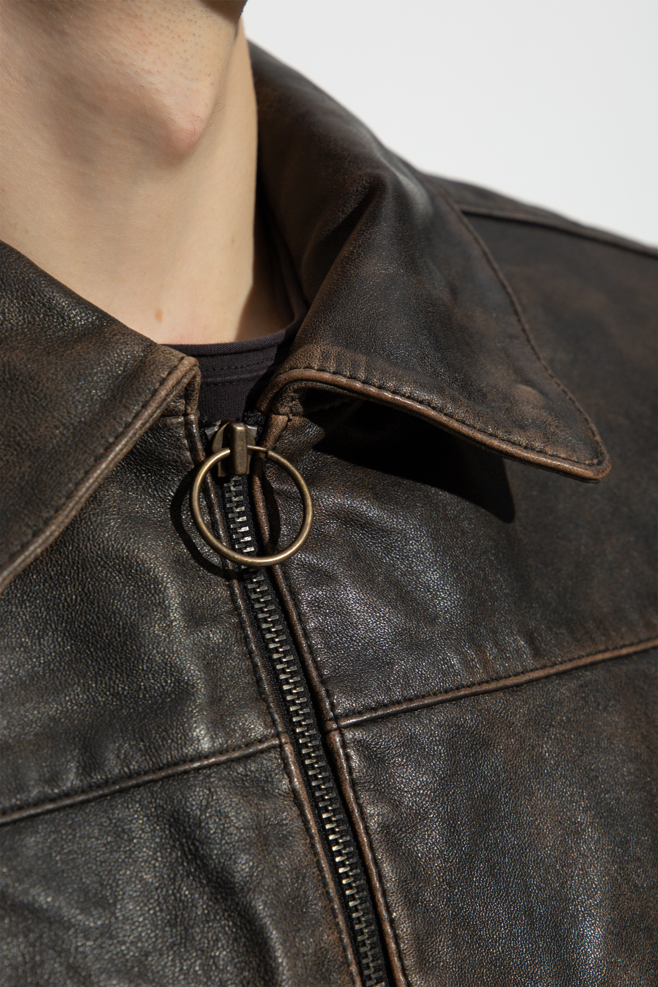 AllSaints Men's Alkan Leather Jacket, Vintage Black at